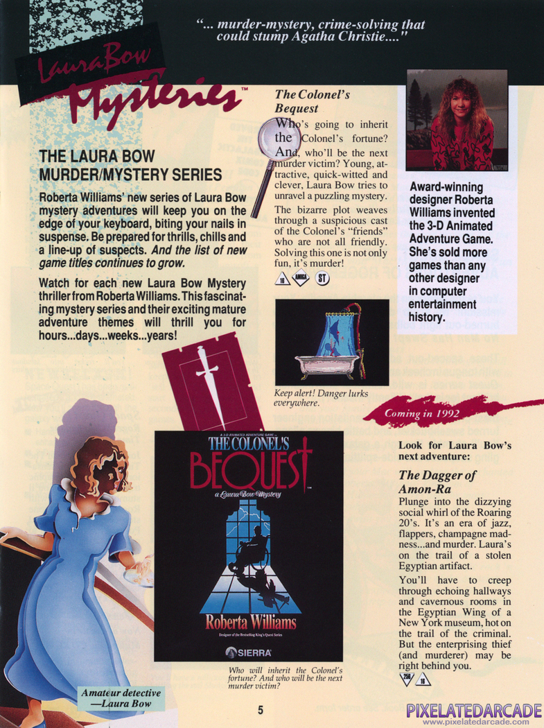 The Colonel's Bequest Advertisement: Sierra 1991 product catalog