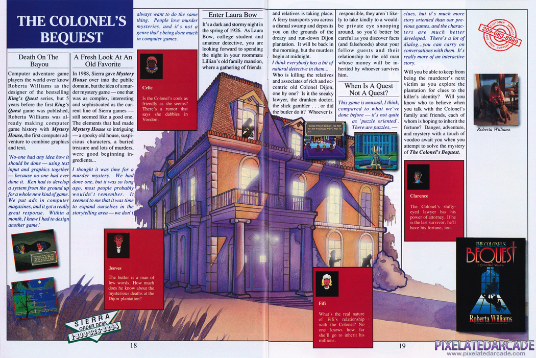 The Colonel's Bequest Advertisement: Sierra Tenth Anniversary product catalog