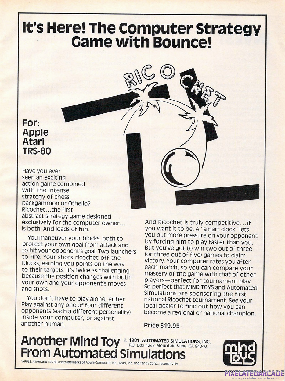 Ricochet Advertisement: January 1982 magazine ad