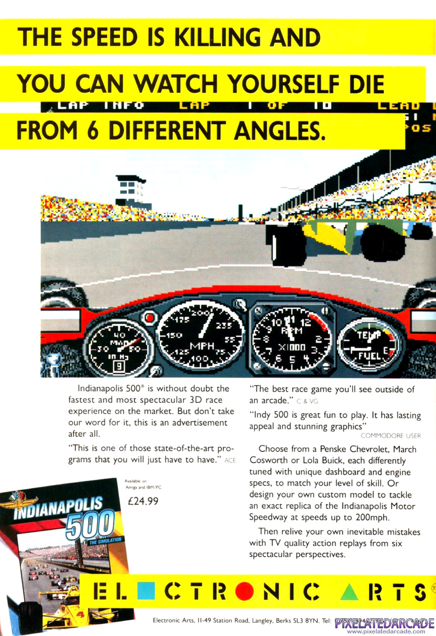 Indianapolis 500: The Simulation Advertisement: December 1990 magazine ad