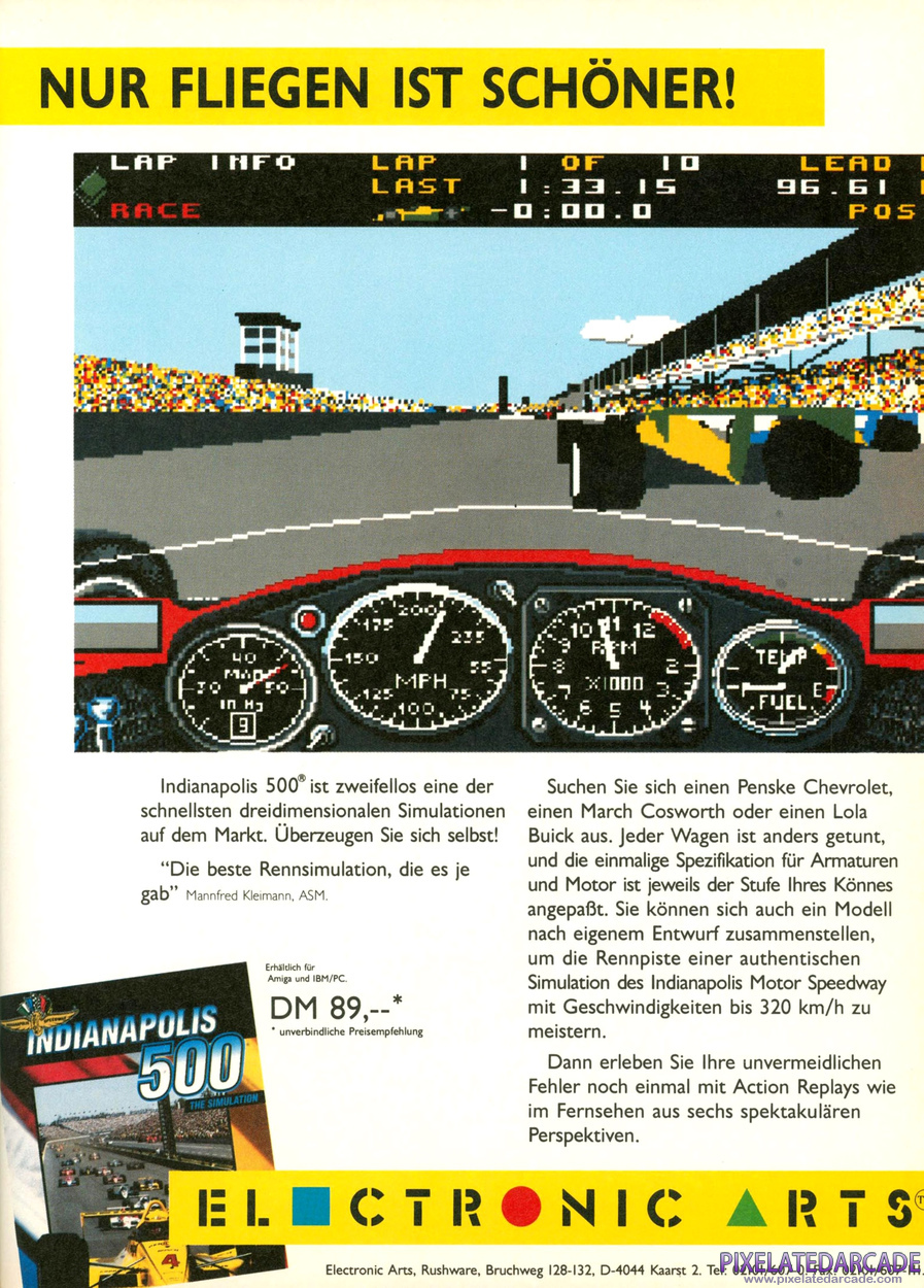 Indianapolis 500: The Simulation Advertisement: November 1990 magazine ad