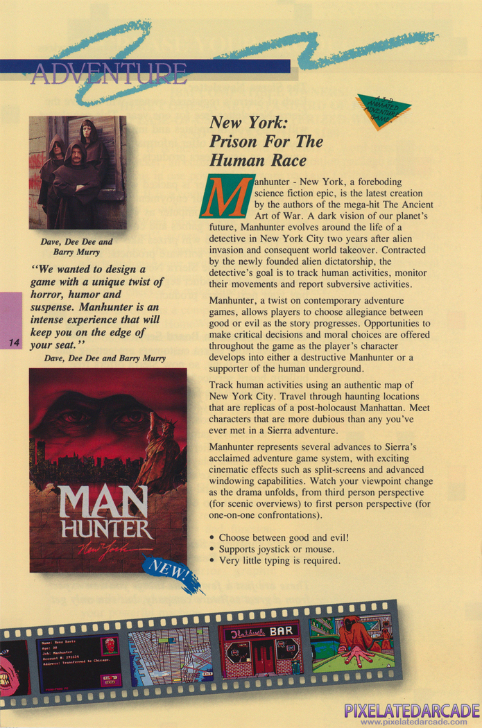 Manhunter: New York Advertisement: Sierra Fall 1988 product catalog