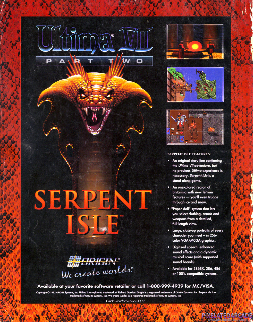 Ultima VII: Part Two - Serpent Isle Advertisement: December 1992 magazine ad
