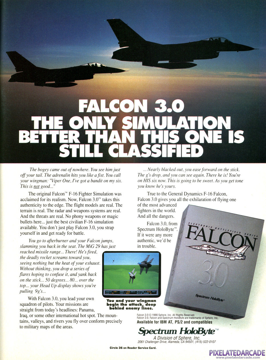Falcon 3.0 Advertisement: December 1990 magazine ad