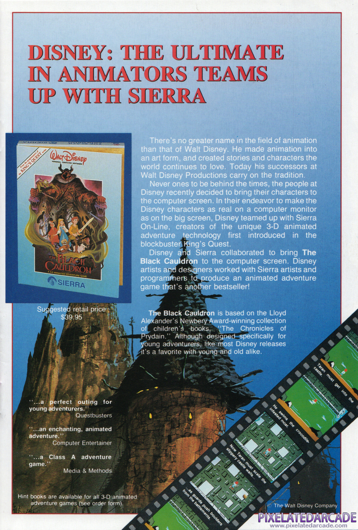 The Black Cauldron Advertisement: Sierra 1987 product catalog