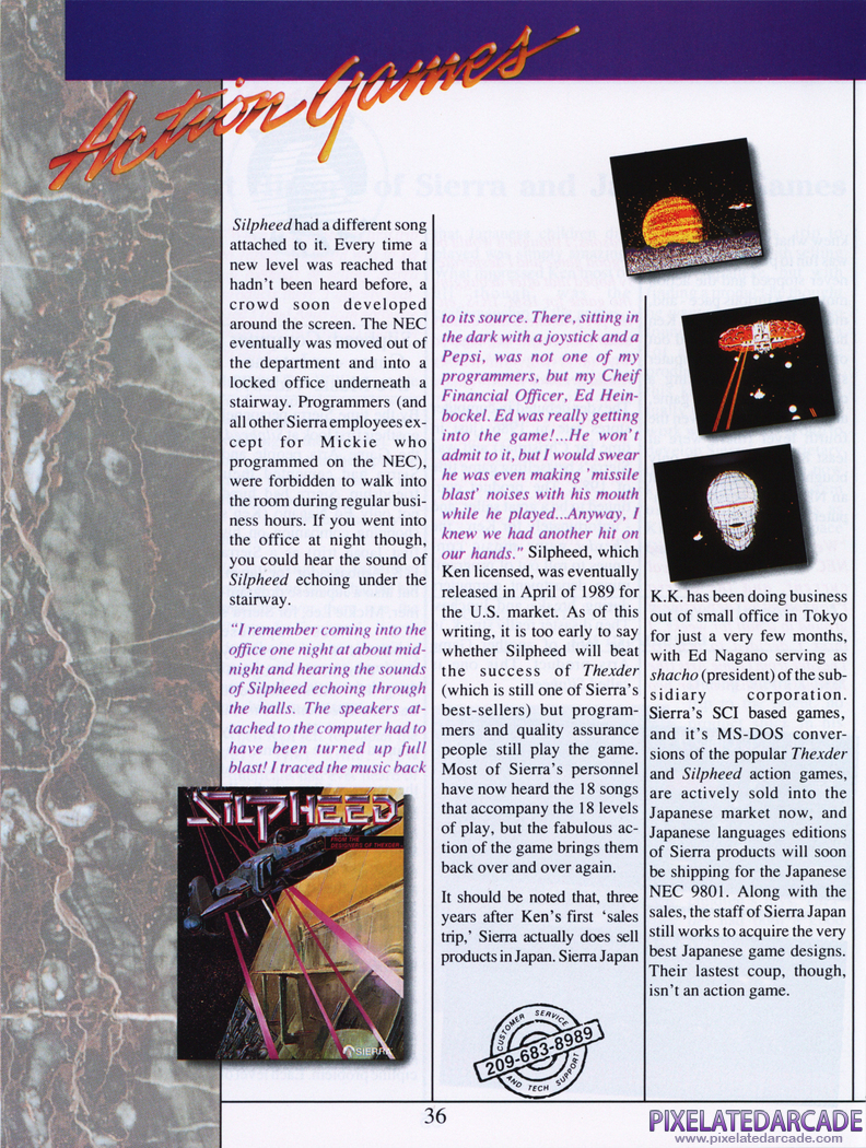 Silpheed Advertisement: Sierra Tenth Anniversary product catalog