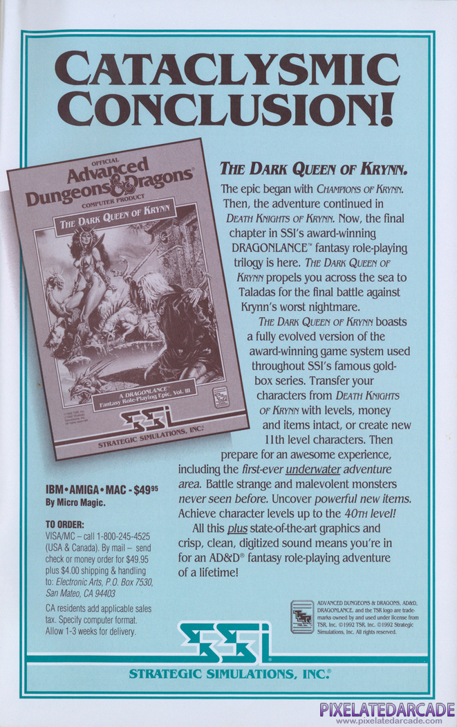 The Dark Queen of Krynn Advertisement: Prophecy of the Shadow instruction manual