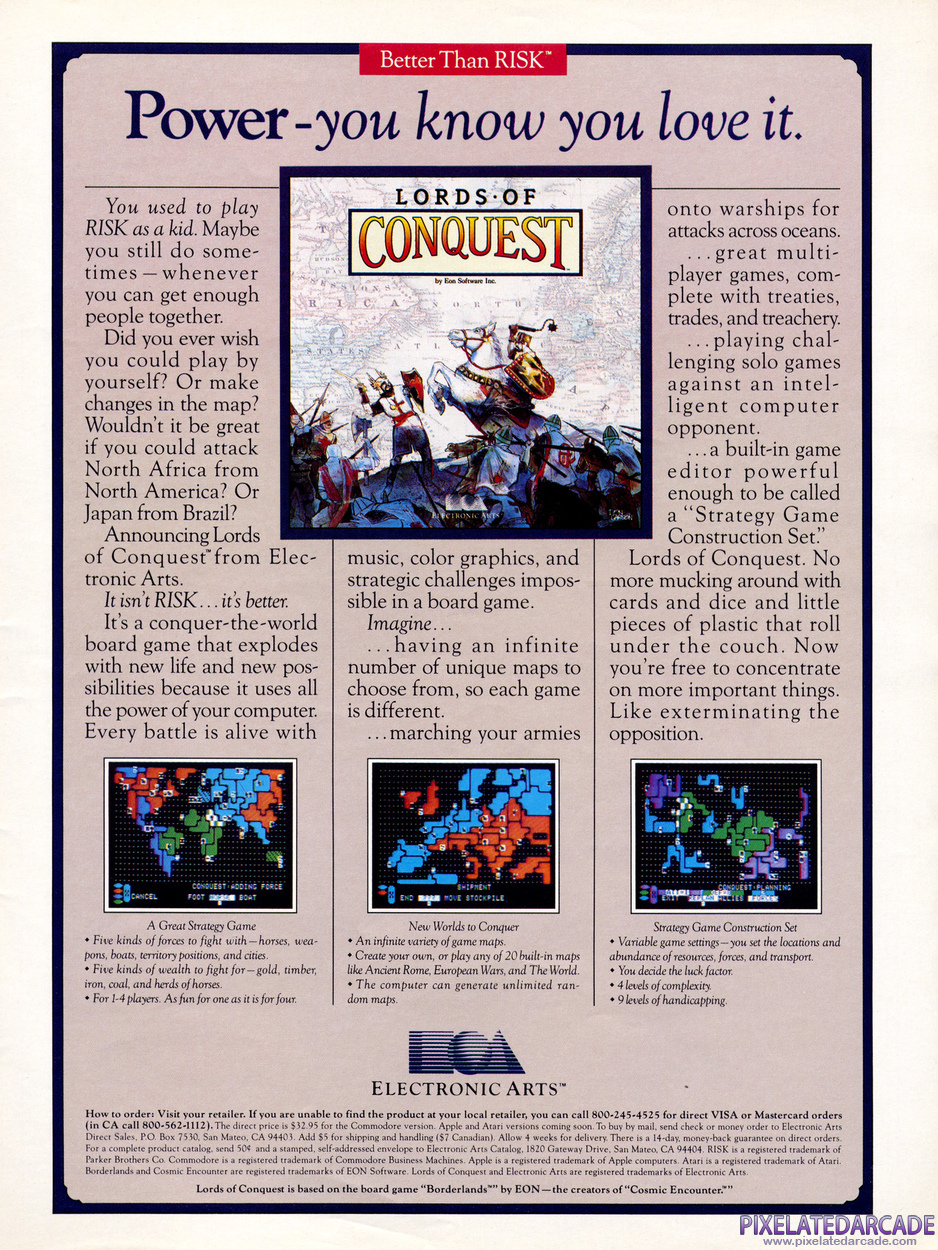Lords of Conquest Advertisement: June 1986 magazine ad
