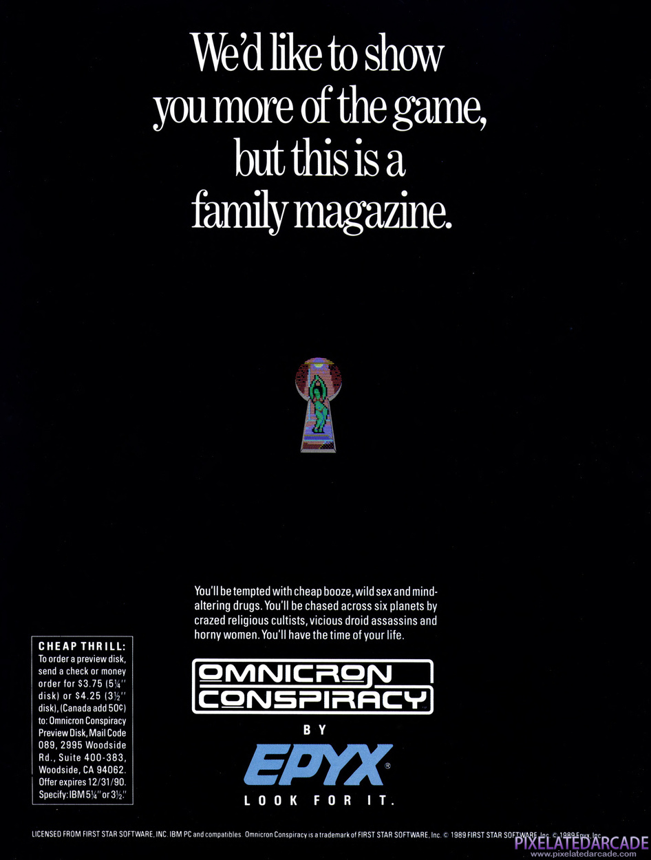 Omnicron Conspiracy Advertisement: June 1989 magazine ad