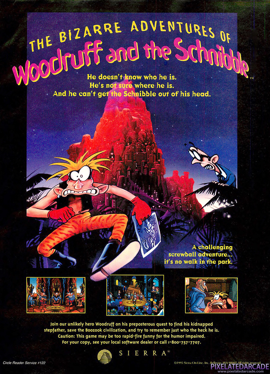 The Bizarre Adventures of Woodruff and the Schnibble Advertisement: May 1995 magazine ad The Bizarre Adventures of Woodruff and the Schnibble Advertisement: May 1995 magazine ad
