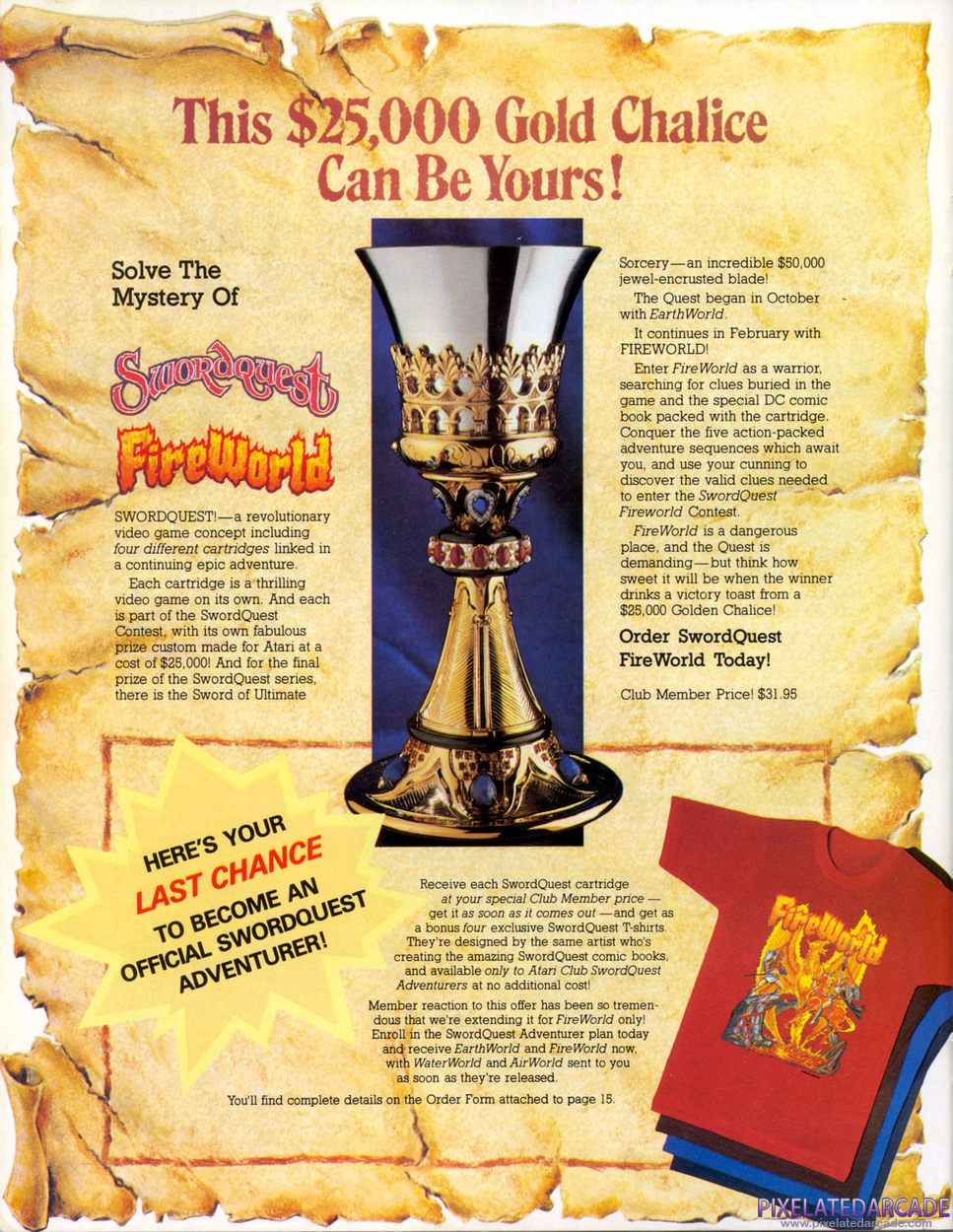 Swordquest: FireWorld Advertisement: January 1983 magazine ad
