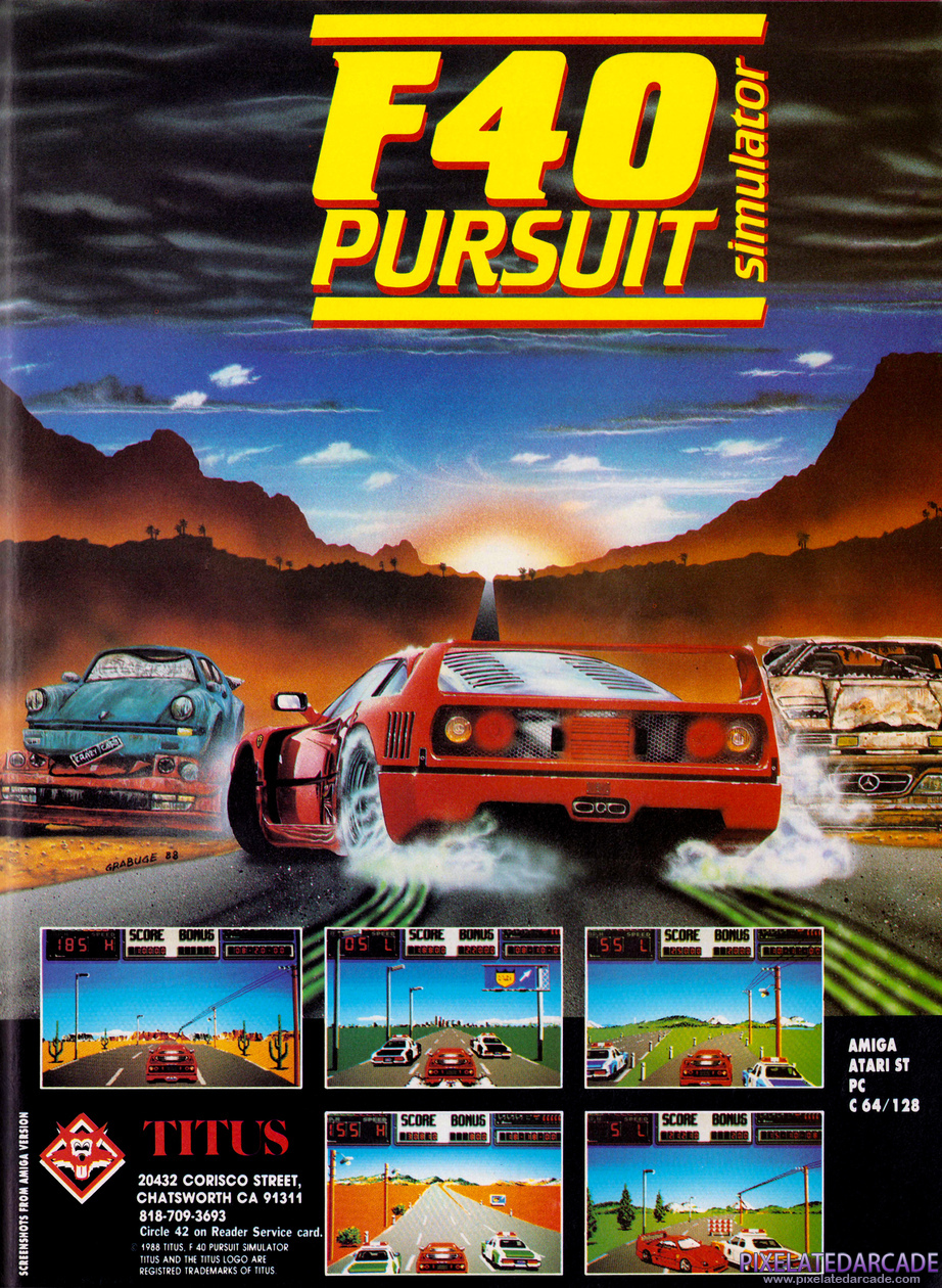 F40 Pursuit Simulator Advertisement: Fall 1989 magazine ad