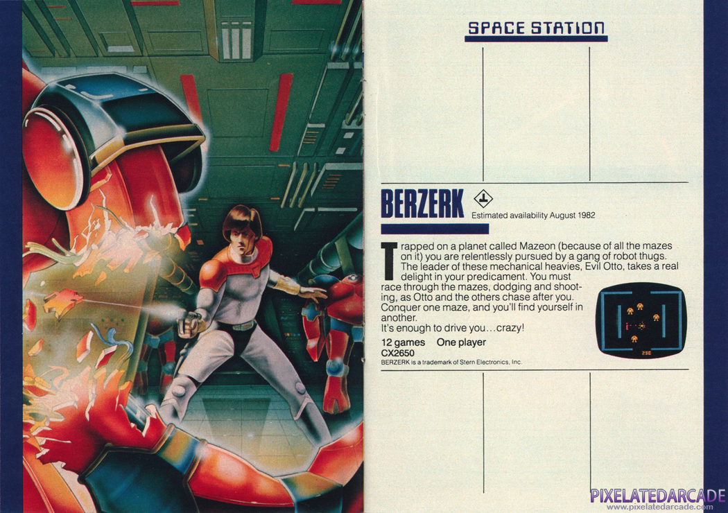 Berzerk Advertisement: Atari 1982 product catalog