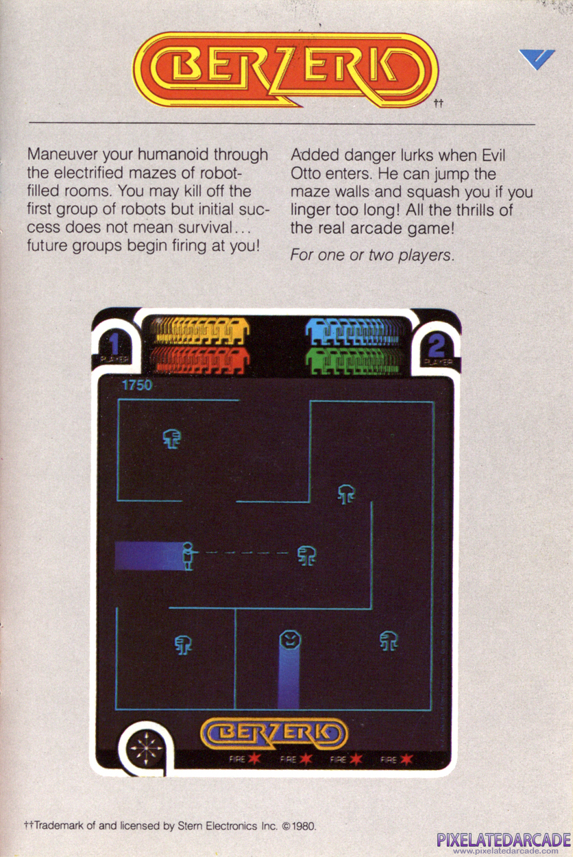 Berzerk Advertisement: Vectrex 1982 product catalog