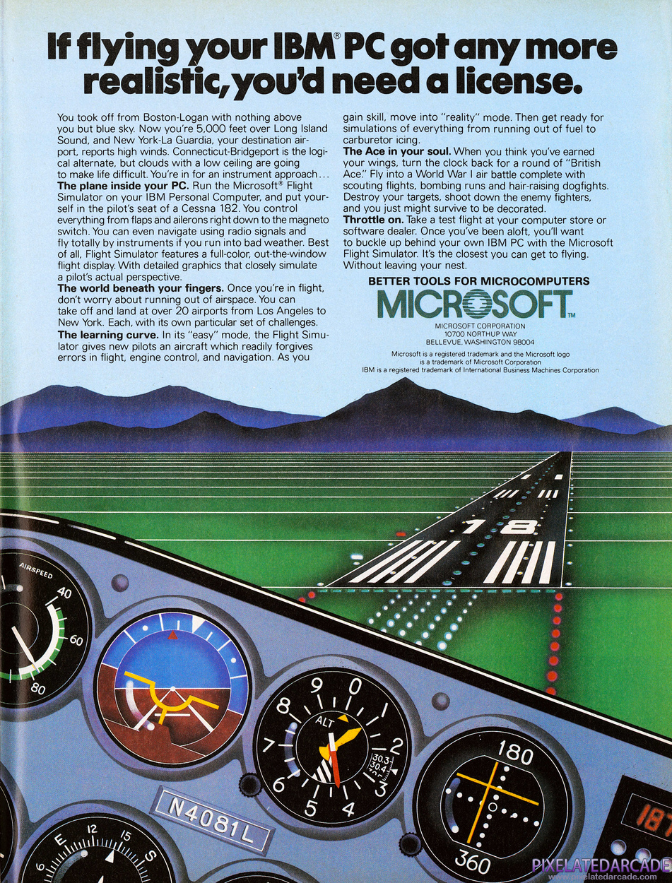 Microsoft Flight Simulator (v1) Advertisement: December 1982 magazine ad