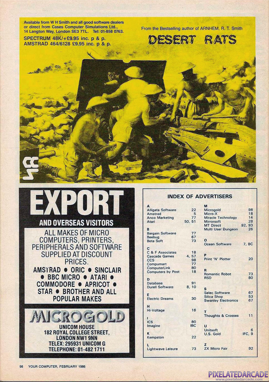 Desert Rats: The North Africa Campaign Advertisement: February 1986 magazine ad