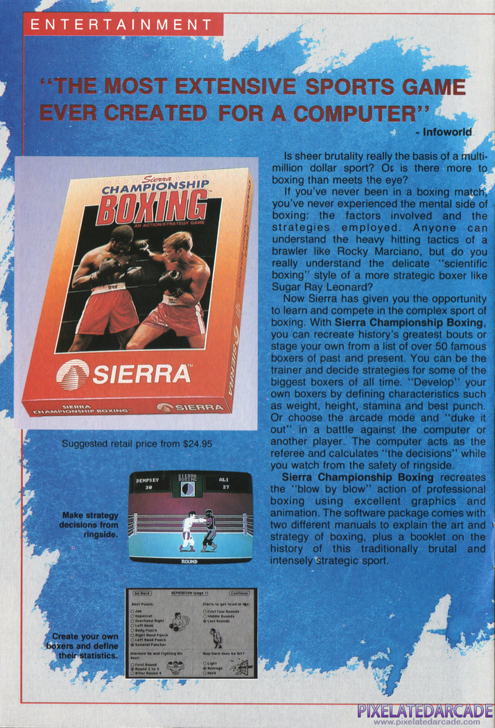 Sierra Championship Boxing Advertisement: Sierra 1987 product catalog