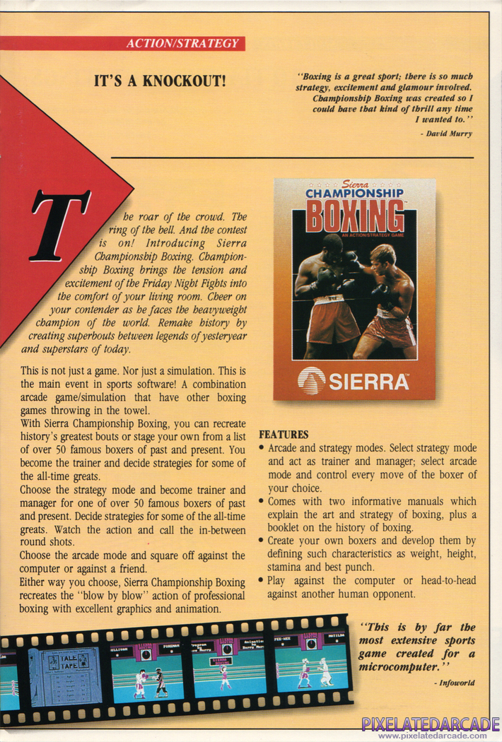 Sierra Championship Boxing Advertisement: Sierra 1988 product catalog