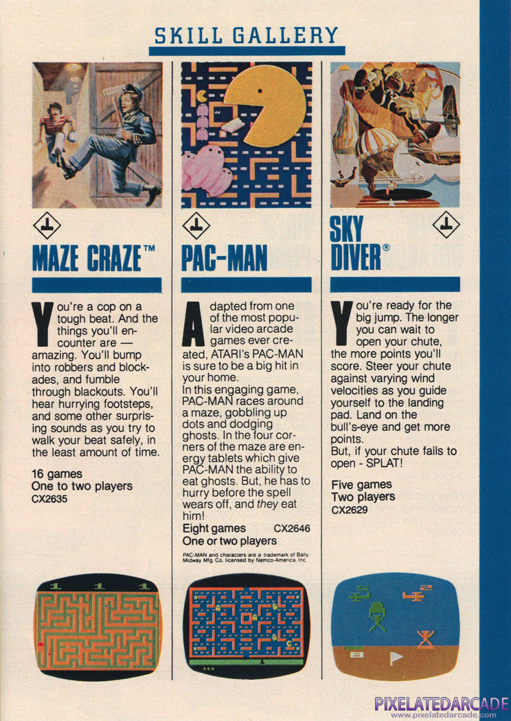 Pac-Man Advertisement: Atari 1982 product catalog