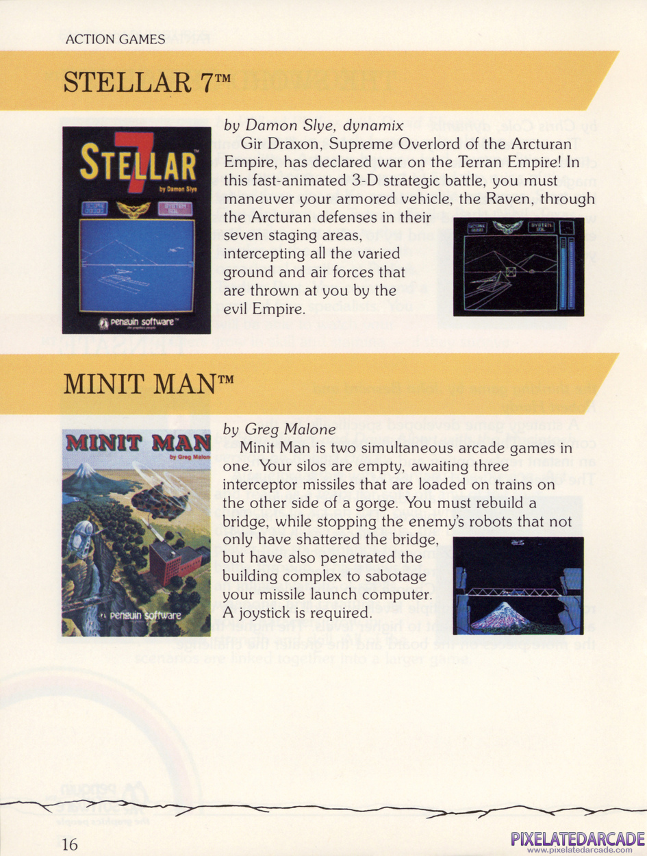 Stellar 7 Advertisement: Penguin Software 1984 product catalog
