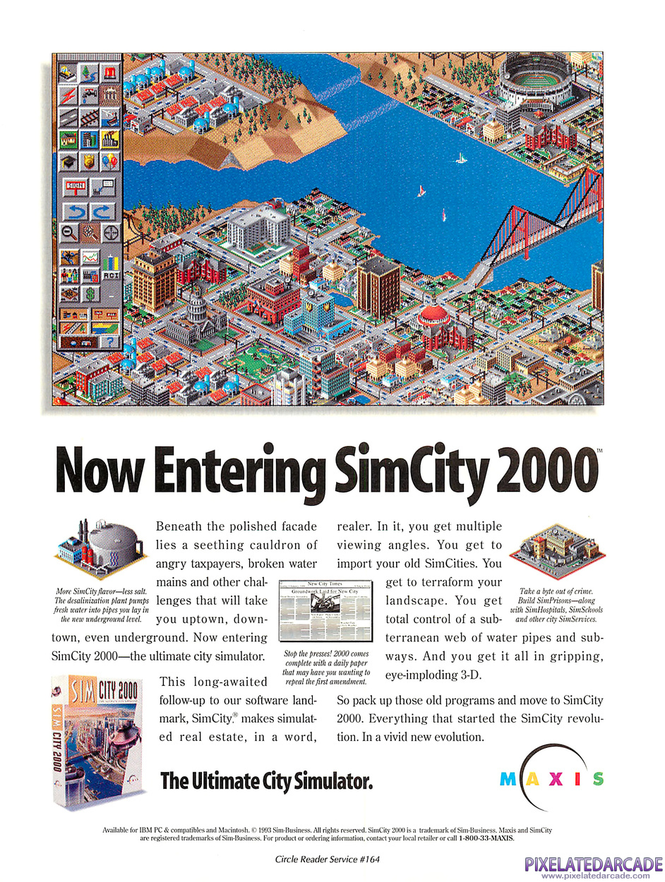SimCity 2000 Advertisement: January 1994 magazine ad