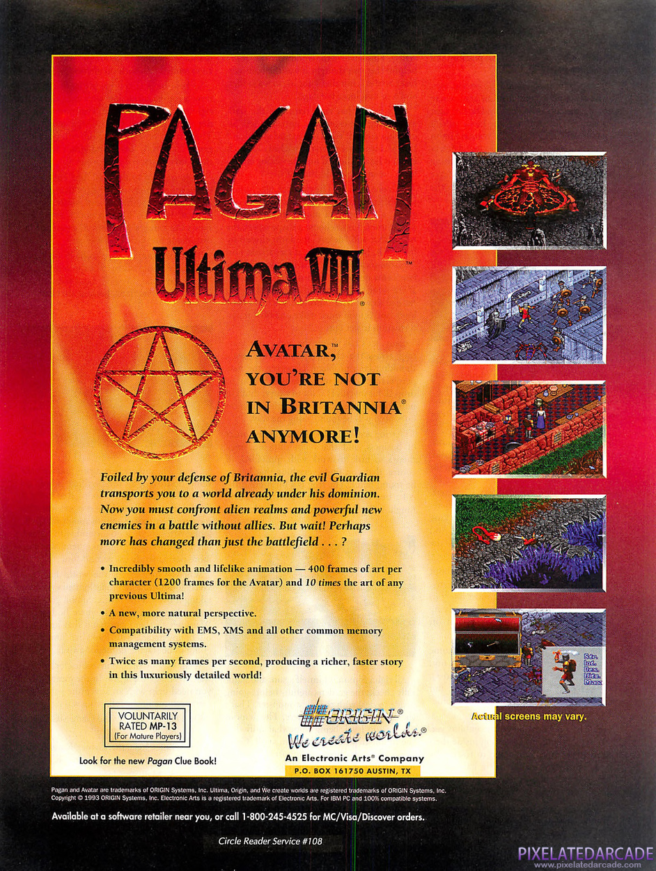 Pagan: Ultima VIII Advertisement: January 1994 magazine ad