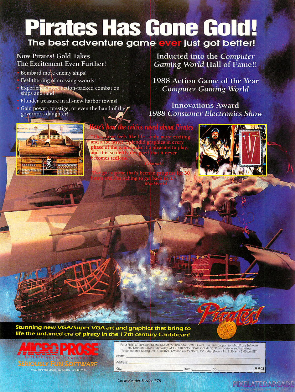 Pirates! Gold Advertisement: October 1993 magazine ad