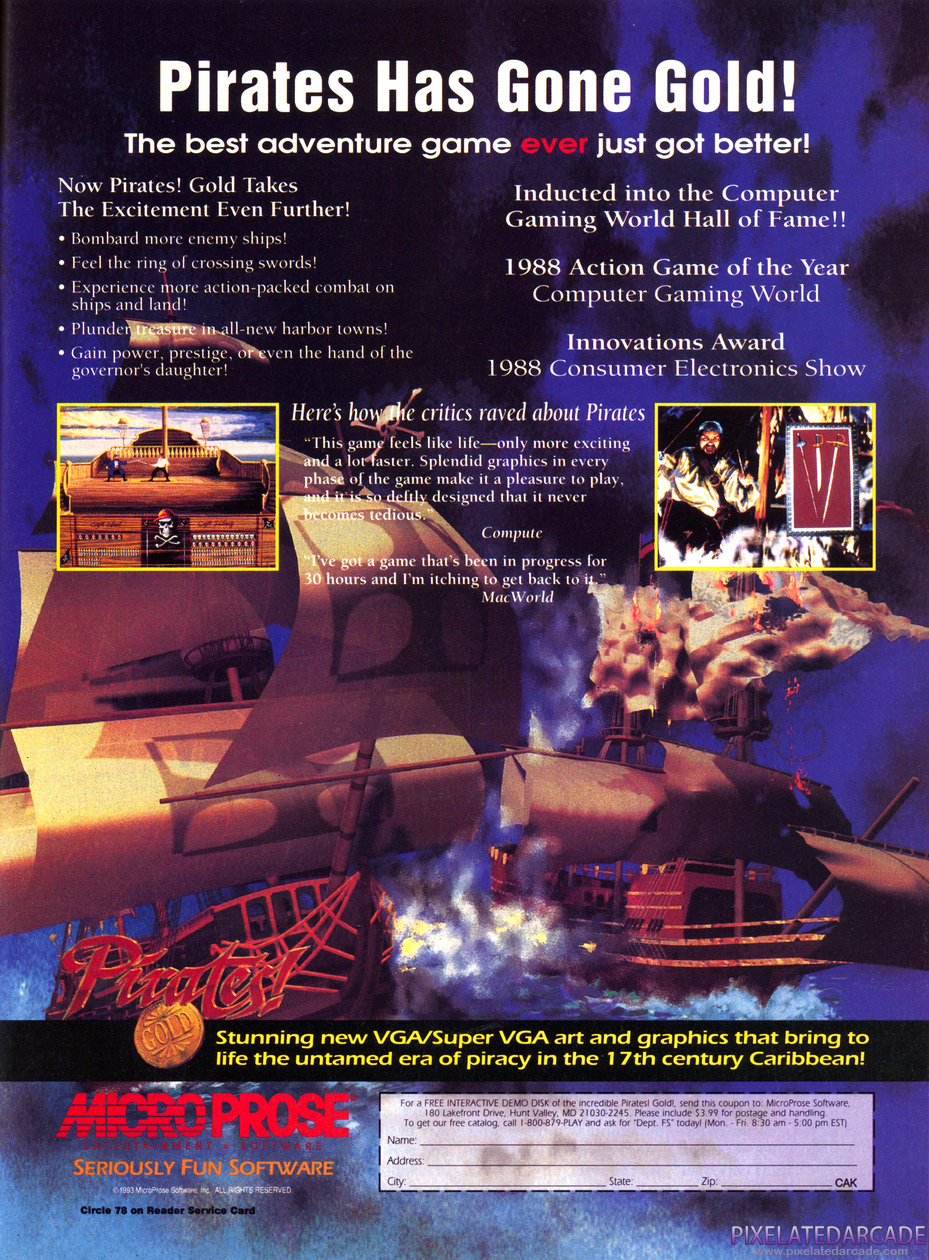 Pirates! Gold Advertisement: September 1993 magazine ad