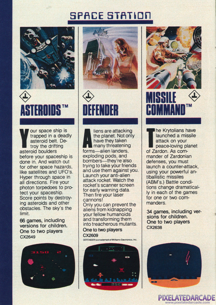 Asteroids Advertisement: Atari VCS - 1982 product catalog