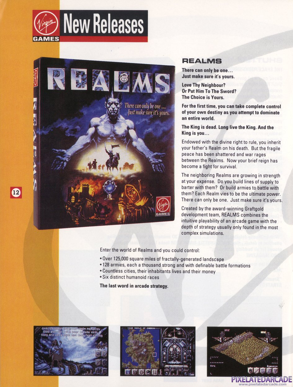 Realms Advertisement: Virgin Games 1992 product catalog