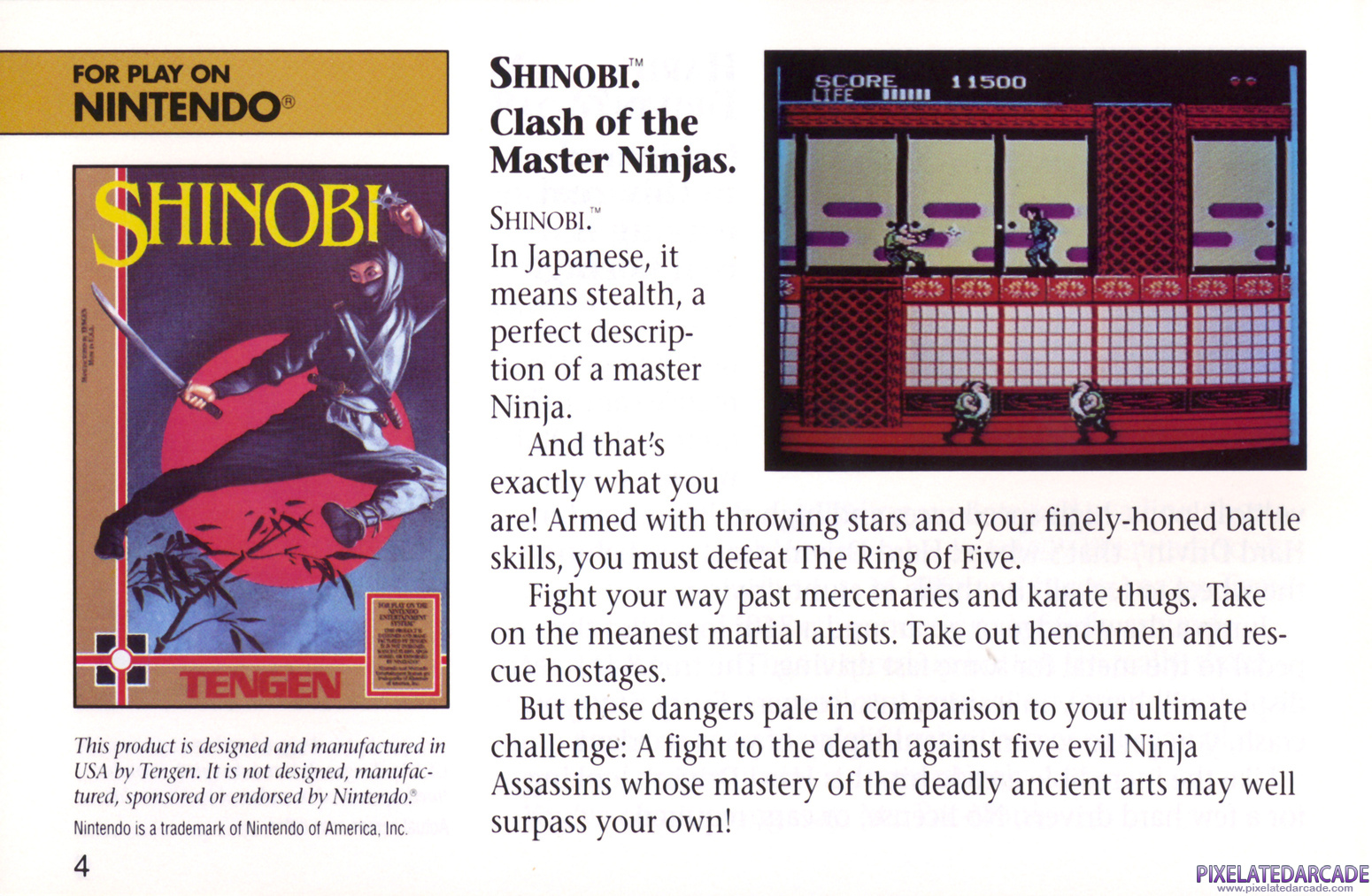 Shinobi Advertisement: Tengen Spring 1990 Product Catalog