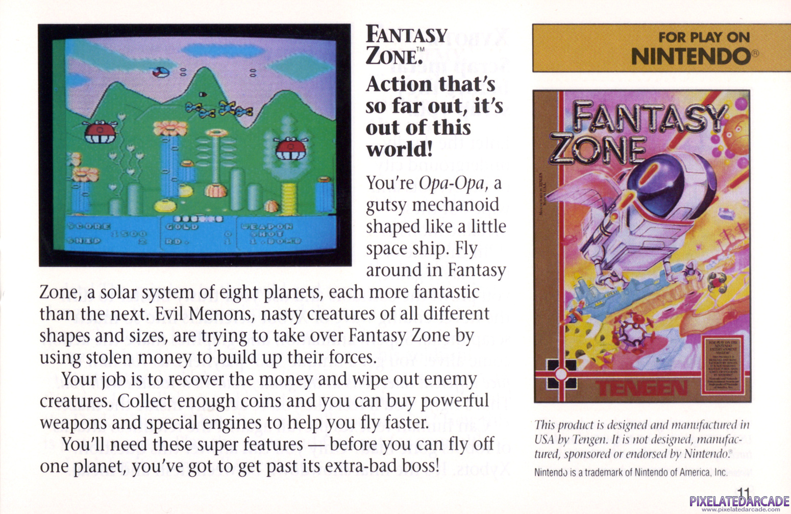 Fantasy Zone Advertisement: Tengen Spring 1990 Product Catalog