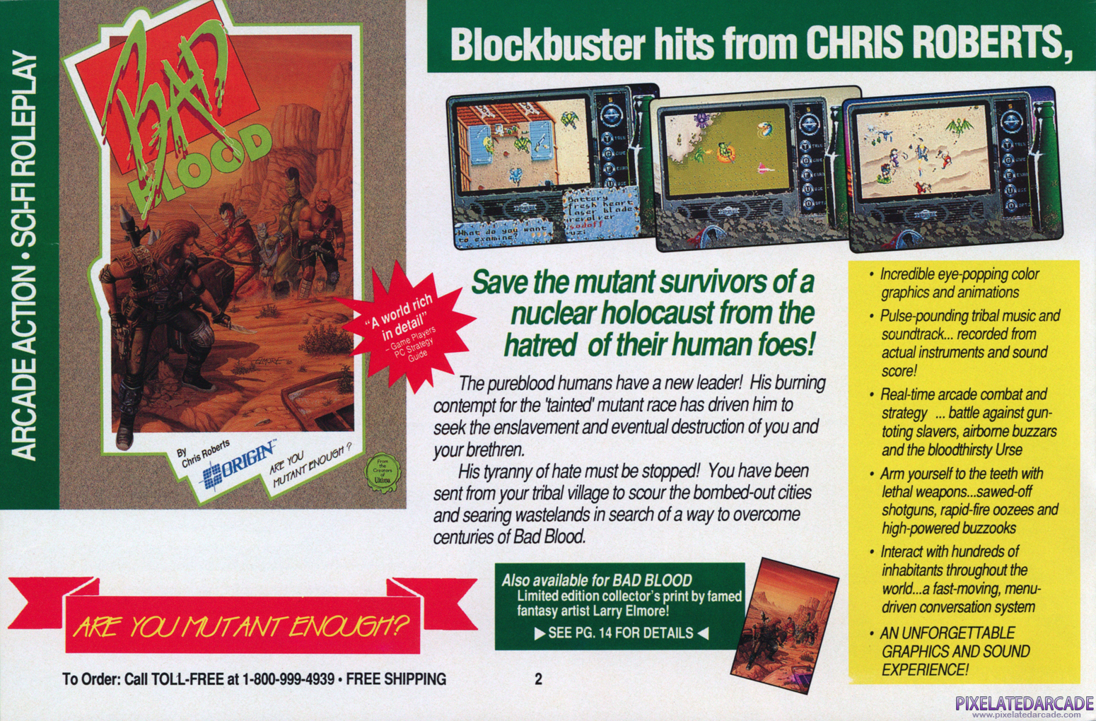 Bad Blood Advertisement: Origin 1990-1991 product catalog