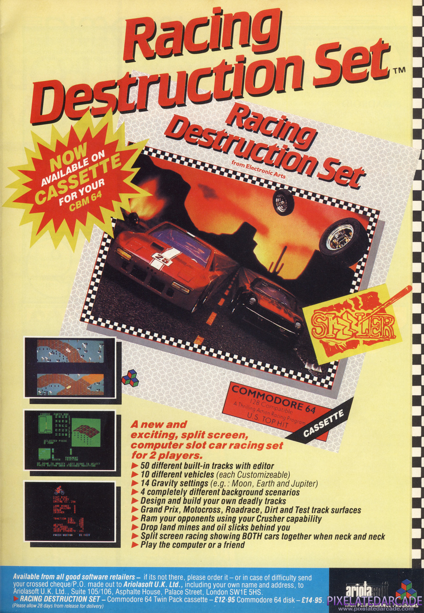 Racing Destruction Set Advertisement: December 1985 magazine ad