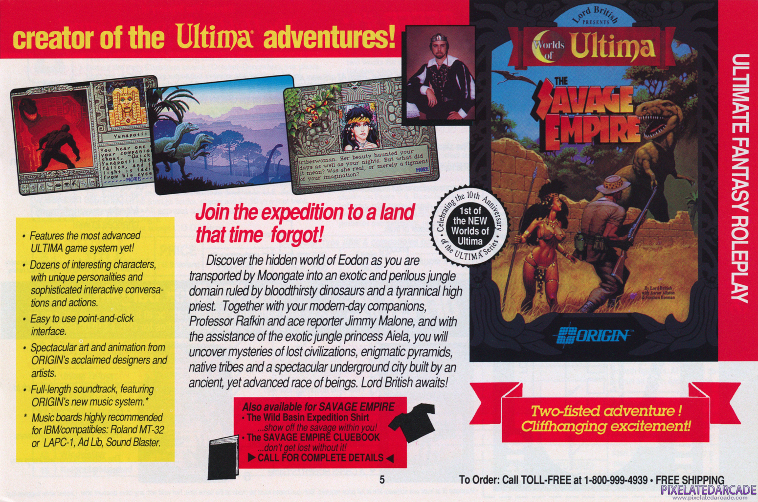 Worlds of Ultima: The Savage Empire Advertisement: Origin 1990-1991 product catalog