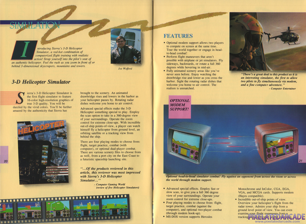 Sierra's 3-D Helicopter Simulator Advertisement: Sierra Fall 1988 product catalog