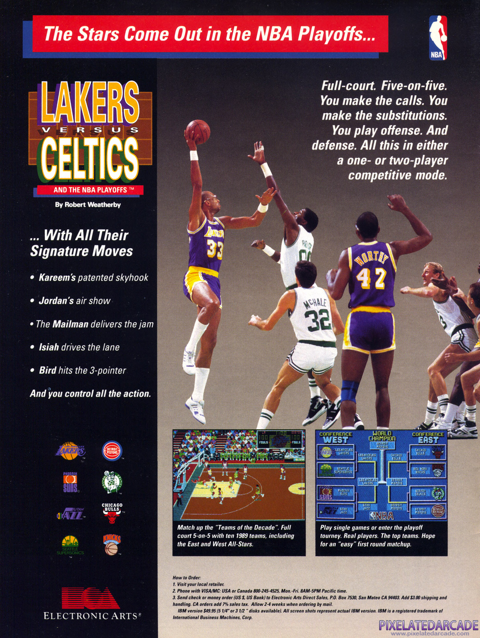 Lakers versus Celtics and the NBA Playoffs Advertisement: October 1989 magazine ad