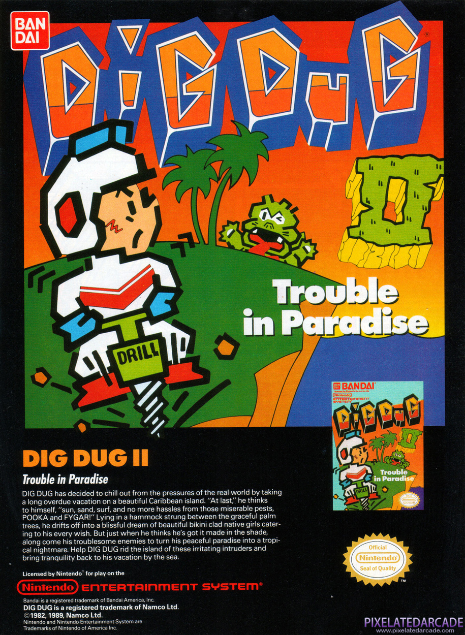 Dig Dug II Advertisement: March 1990 magazine ad