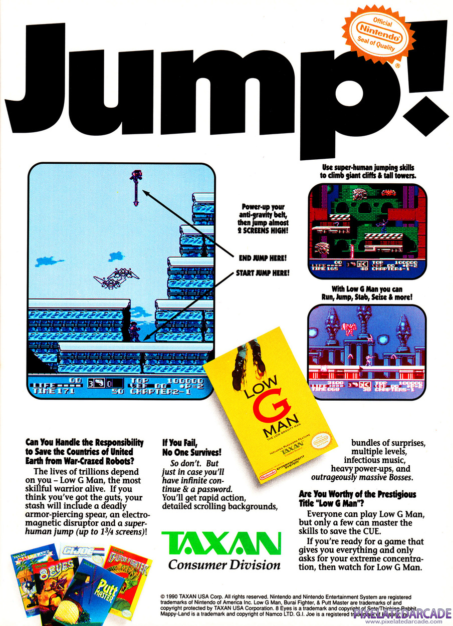 Low G Man Advertisement: November 1990 magazine ad (Page 1)