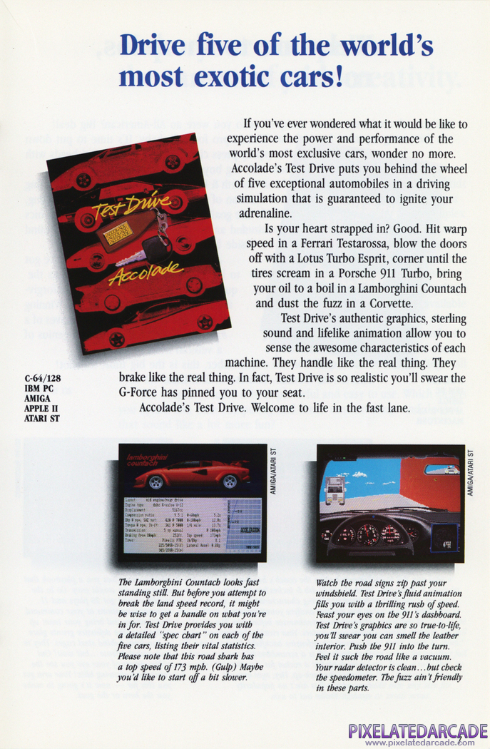 Test Drive Advertisement: Accolade 1988 product catalog