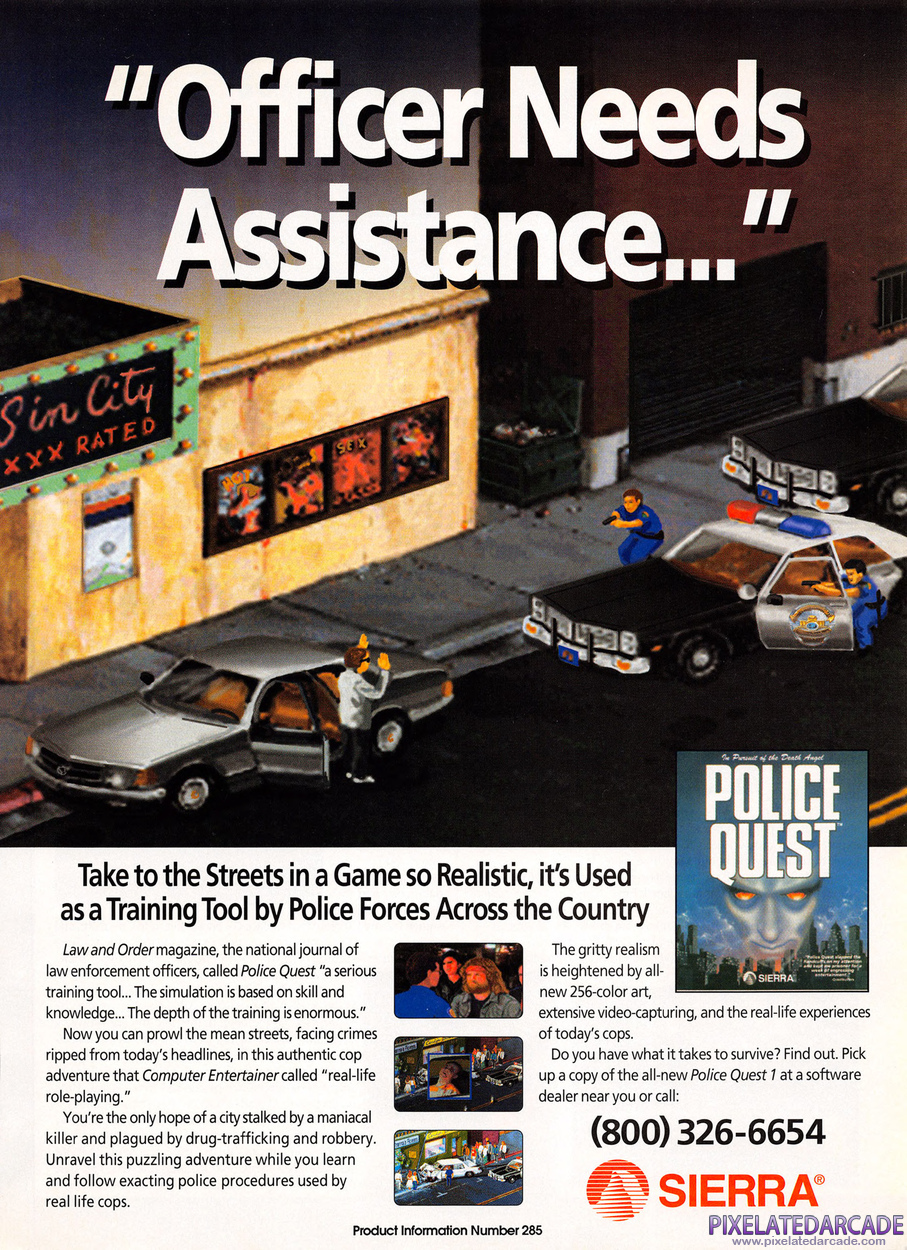 Police Quest: In Pursuit of the Death Angel Advertisement: March 1993 magazine ad