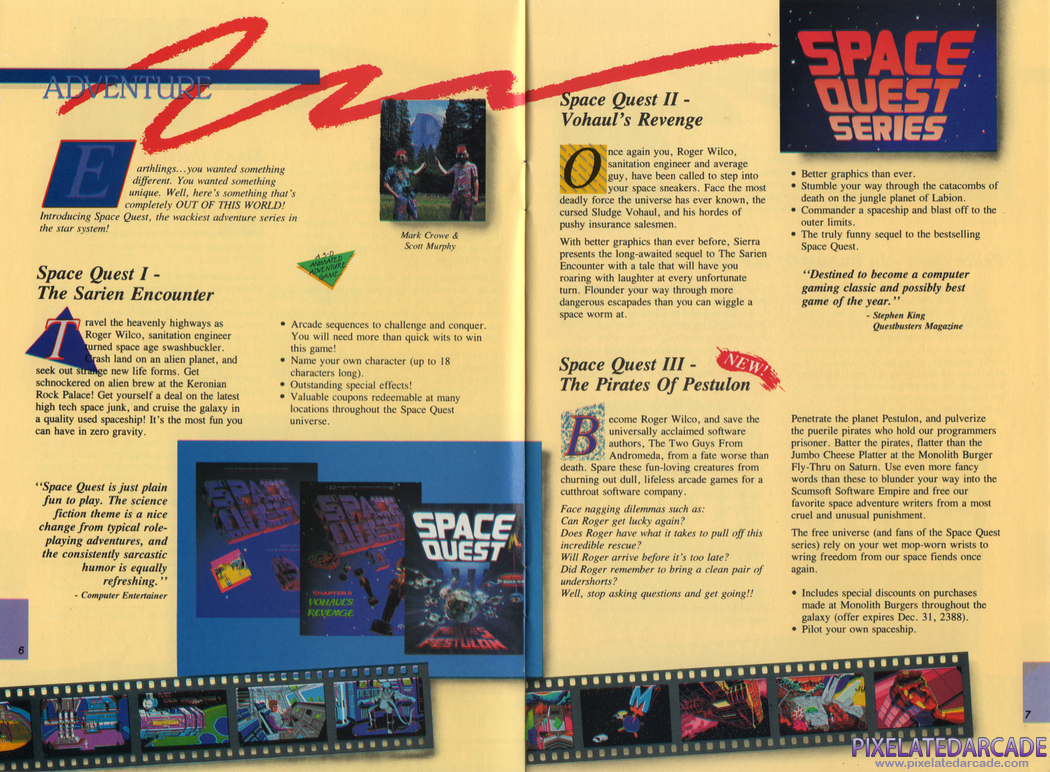 Space Quest II: Chapter II - Vohaul's Revenge Advertisement: Space Quest II in the Sierra Fall 1988 product catalog Space Quest II: Chapter II - Vohaul's Revenge Advertisement: Space Quest II in the Sierra Fall 1988 product catalog