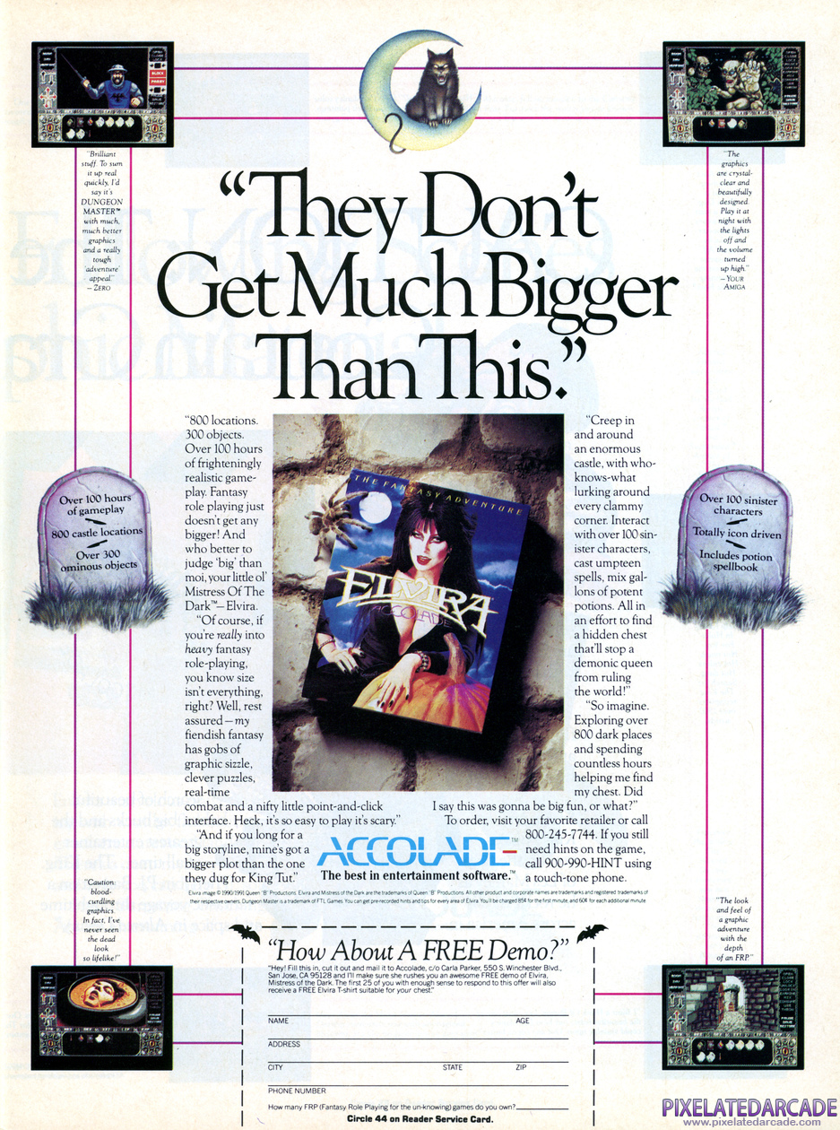Elvira Advertisement: January 1991 magazine ad