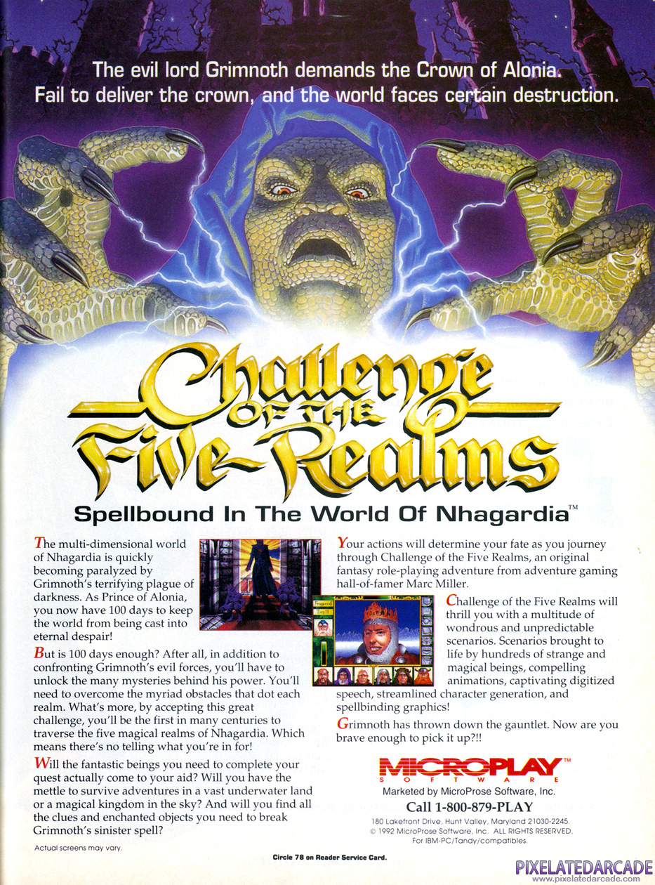 Challenge of the Five Realms Advertisement: August 1992 magazine ad