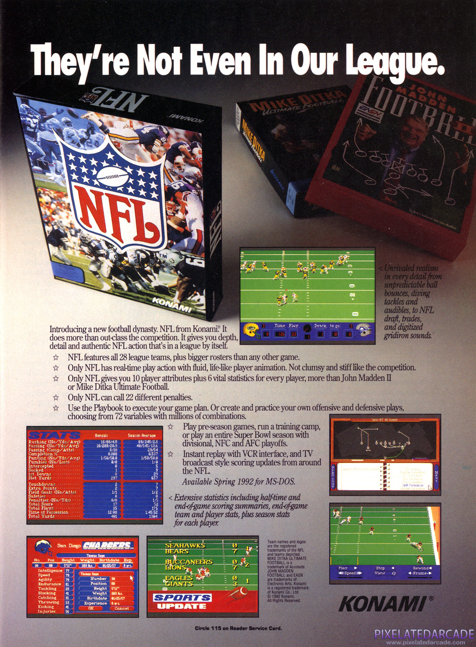 NFL Advertisement: October 1992 magazine ad