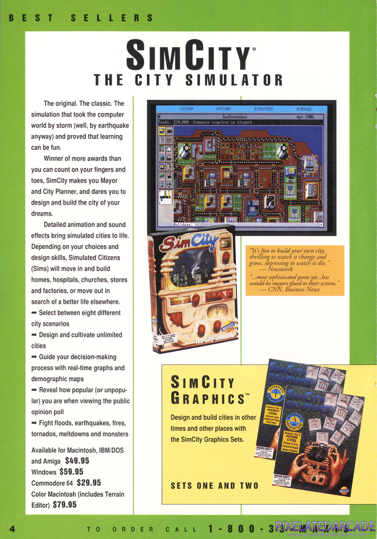 SimCity Advertisement: Maxis Software product catalog