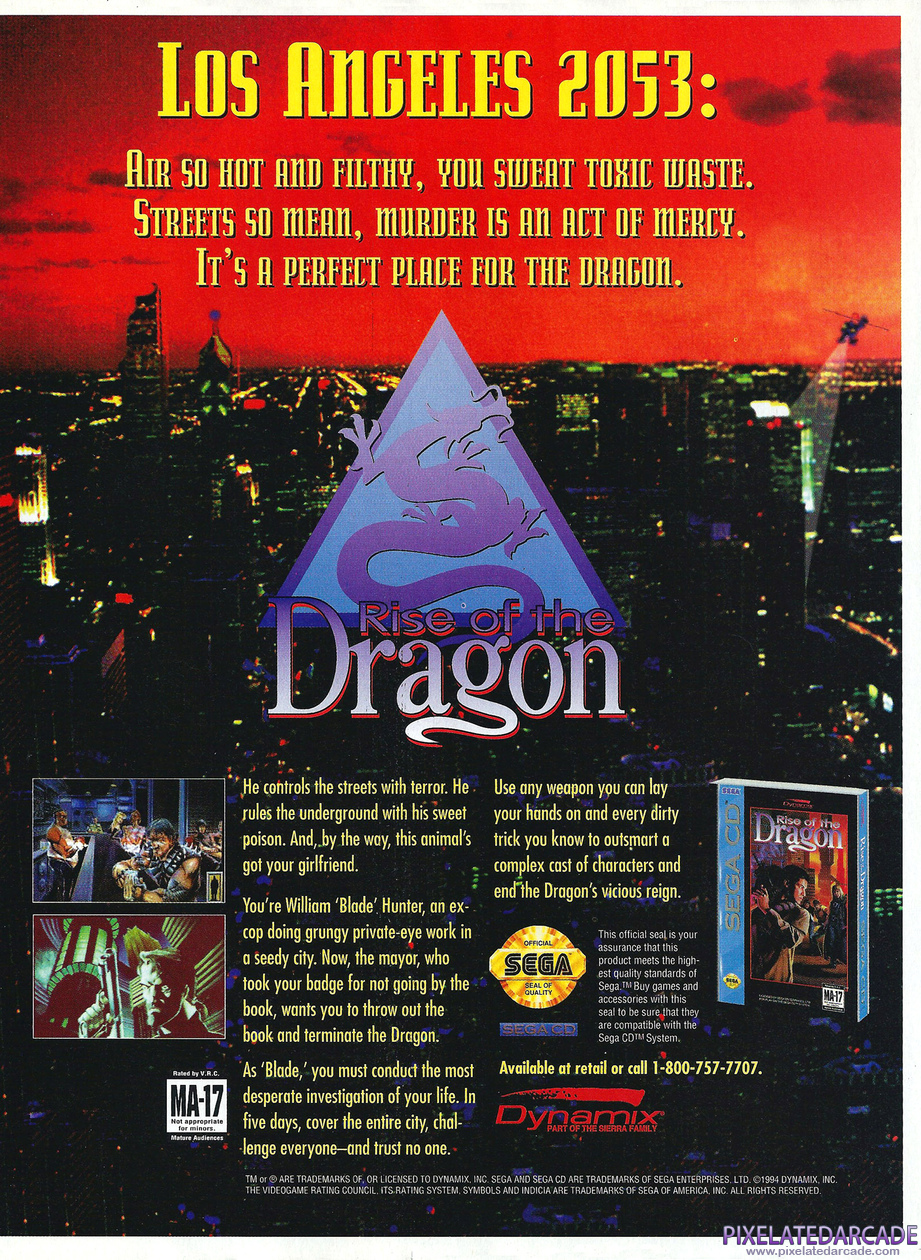 Rise of the Dragon Advertisement: December 1994 magazine ad