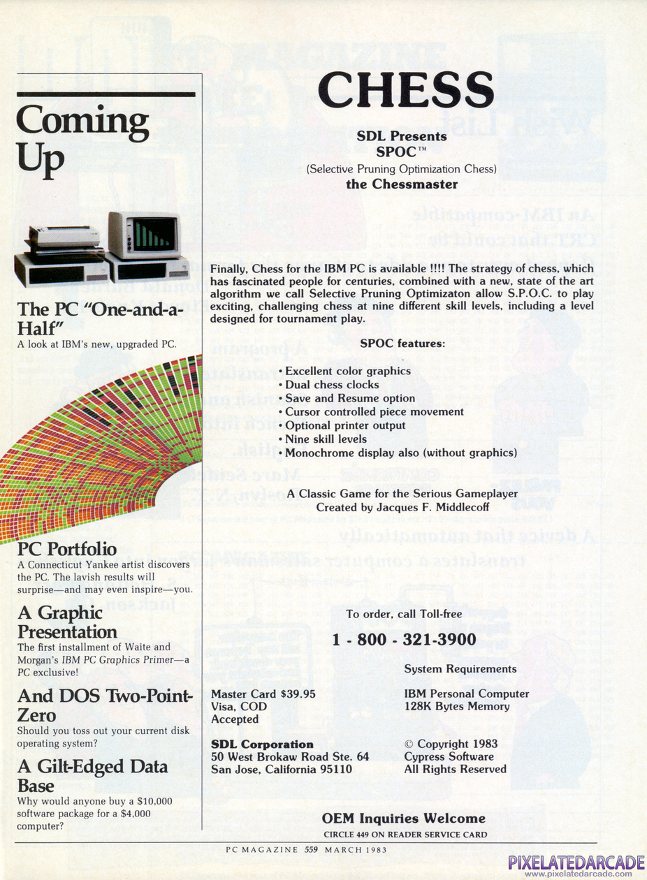 SPOC: The Chess Master Advertisement: March 1983 magazine ad