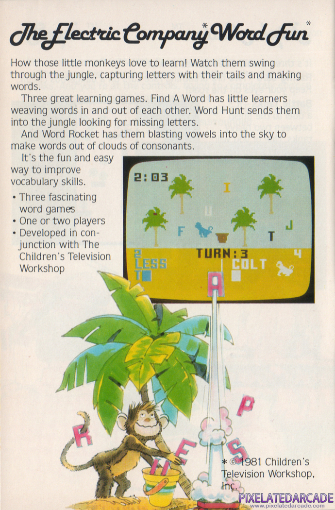 The Electric Company Word Fun Advertisement: Mattel Electronics 1981 product catalog