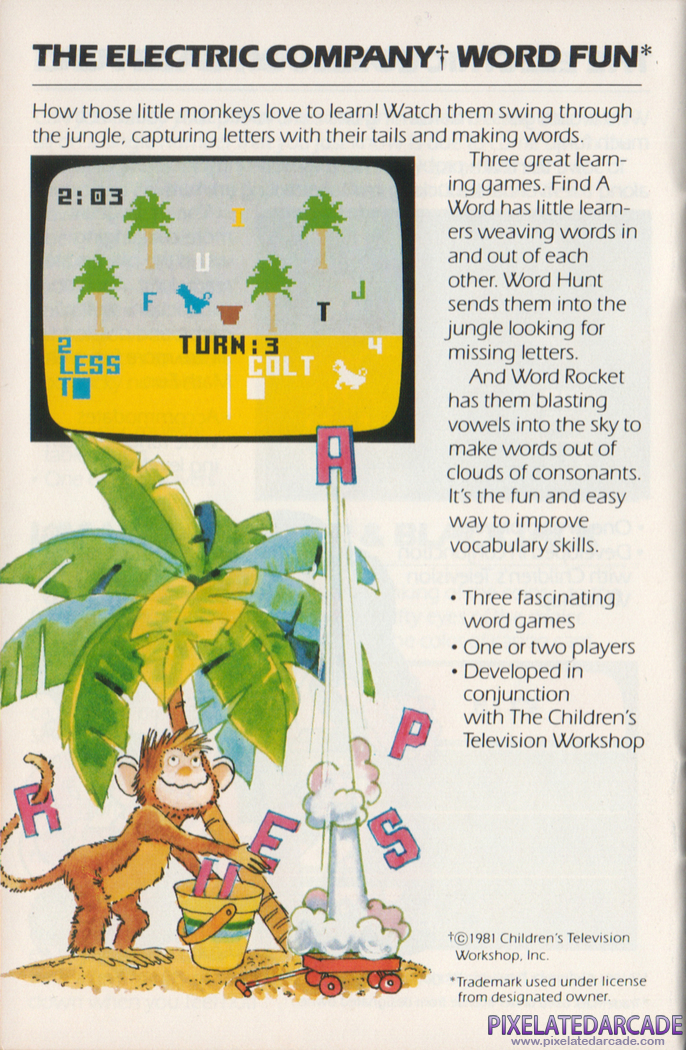 The Electric Company Word Fun Advertisement: Mattel Electronics 1982 product catalog